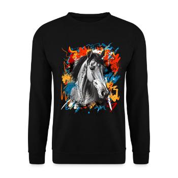 Cheval - Sweat-shirt Unisexe - noir - Devant - Alina (178cm) & Michal (187cm)