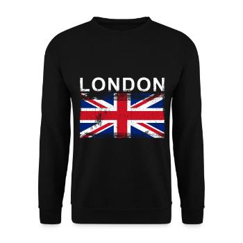 England London City Flagge - Unisex Pullover - Schwarz - Vorne - Alina (178cm) & Michal (187cm)