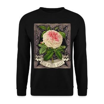 Motif Rose Vintage, Fleur Rose Marie Avitat - Sweat-shirt Unisexe - noir - Devant - Alina (178cm) & Michal (187cm)