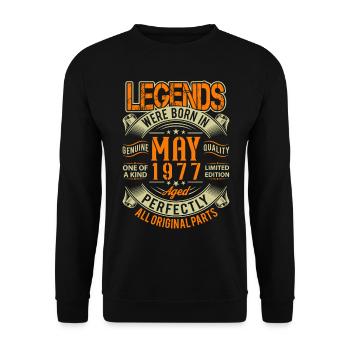 1977 Mai Geburtstag Legende - Unisex Pullover - Schwarz - Vorne - Alina (178cm) & Michal (187cm)