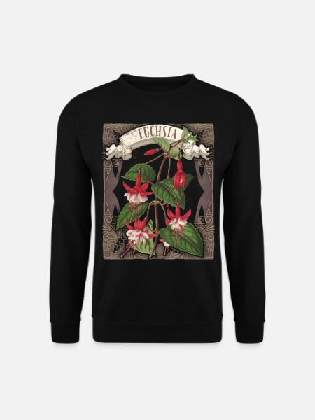 Fuchsia-Blumen Fuchsie Vintage botanisch Fuchsien - Unisex Pullover - Schwarz