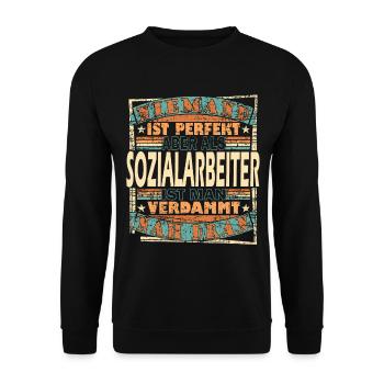 Sozialarbeiter Held Aufgaben Sozialpädagoge Beruf - Unisex Pullover - Schwarz - Vorne - Alina (178cm) & Michal (187cm)