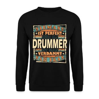 Drums Retro Schlagzeug Musiker Rock neu Geschenk - Unisex Pullover - Schwarz - Vorne - Alina (178cm) & Michal (187cm)