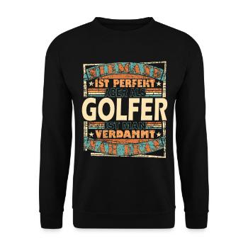 Golf Golfer Golfschläger Golfball Geschenk - Unisex Pullover - Schwarz - Vorne - Alina (178cm) & Michal (187cm)