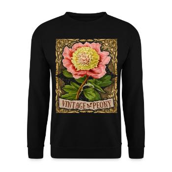 Vintage Peony, Botanical, Peony-Rose Antique - Unisex Sweatshirt - black - Front - Alina (178cm) & Michal (187cm)