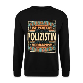 Polizist Polizistin Polizeibeamter Polizeitbeamtin - Unisex Pullover - Schwarz - Vorne - Alina (178cm) & Michal (187cm)