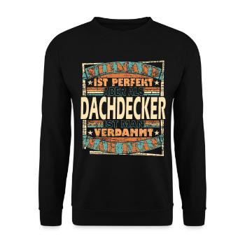 Dachdecker Dachdeckerin Dachspengler - Unisex Pullover - Schwarz - Vorne - Alina (178cm) & Michal (187cm)