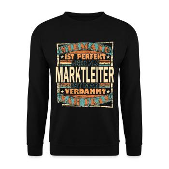 Marktleiter Chef Spruch Geschenkidee - Unisex Pullover - Schwarz - Vorne - Alina (178cm) & Michal (187cm)