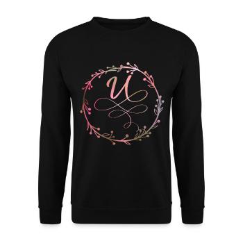 Monogram, letter U, calligraphy ornament - Unisex Sweatshirt - black - Front - Alina (178cm) & Michal (187cm)