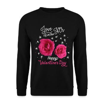 Valentine's Day, Love-Love Rose Pattern Rose Design - Unisex Sweatshirt - black - Front - Alina (178cm) & Michal (187cm)