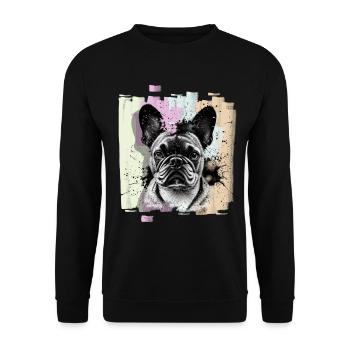 French Bulldog Frenchie - Sweat-shirt Unisexe - noir - Devant - Alina (178cm) & Michal (187cm)