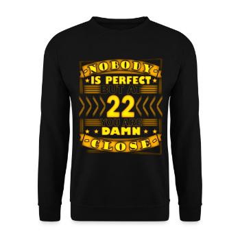 22. Geburtstag Geschenk - Unisex Pullover - Schwarz - Vorne - Alina (178cm) & Michal (187cm)