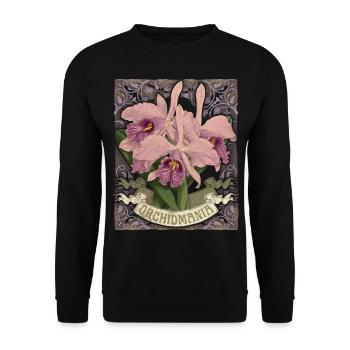 Orchideen, Vintage botanische Illustration - Unisex Pullover - Schwarz - Vorne - Alina (178cm) & Michal (187cm)