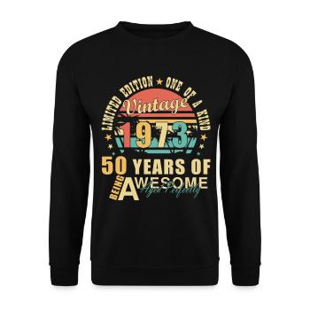 50. Geburtstag Jahrgang 1973. 50 Jahre - Unisex Pullover - Schwarz - Vorne - Alina (178cm) & Michal (187cm)