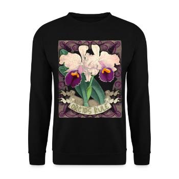 Illustration d’orchidées vintage, drôle de dicton - Sweat-shirt Unisexe - noir - Devant - Alina (178cm) & Michal (187cm)