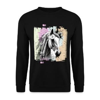 Horse - Unisex Sweatshirt - black - Front - Alina (178cm) & Michal (187cm)