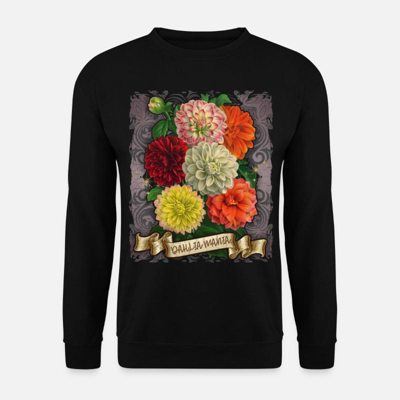 Vintage Dahlien botanische Blumen Illustration - Unisex Pullover - Schwarz