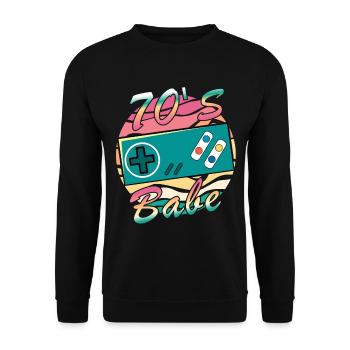 Gamer Girl Babe Retro 70s 70s 1970 - Unisex Sweatshirt - black - Front - Alina (178cm) & Michal (187cm)