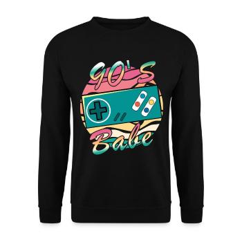 Gamer Girl Babe Retro 90s 90s 1990 - Unisex Sweatshirt - black - Front - Alina (178cm) & Michal (187cm)