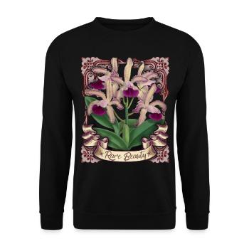 Vintage orchid illustration, antique orchid - Unisex Sweatshirt - black - Front - Alina (178cm) & Michal (187cm)