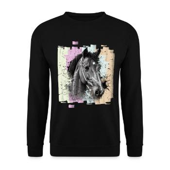 Horse - Unisex Sweatshirt - black - Front - Alina (178cm) & Michal (187cm)