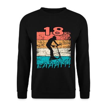 Scooter 18. Geburtstag 18 Geschenk Skatepark - Unisex Pullover - Schwarz - Vorne - Alina (178cm) & Michal (187cm)