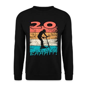 Scooter 20. Geburtstag 2003 Geschenk Skatepark - Unisex Pullover - Schwarz - Vorne - Alina (178cm) & Michal (187cm)