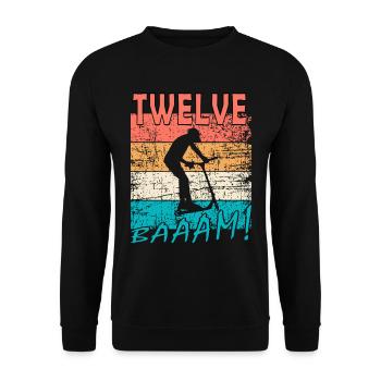 Scooter 12. Geburtstag 12 Geschenk Skatepark - Unisex Pullover - Schwarz - Vorne - Alina (178cm) & Michal (187cm)