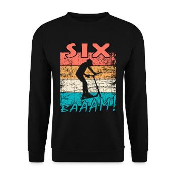Scooter Stuntscooter 6. Geburtstag 6 - Unisex Pullover - Schwarz - Vorne - Alina (178cm) & Michal (187cm)