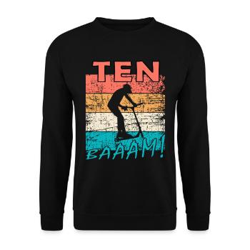 Scooter 10. Geburtstag Geschenk Skatepark - Unisex Pullover - Schwarz - Vorne - Alina (178cm) & Michal (187cm)