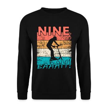 Scooter Stuntscooter 9. Geburtstag 9 - Unisex Pullover - Schwarz - Vorne - Alina (178cm) & Michal (187cm)