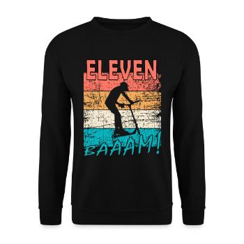 Scooter 11. Geburtstag Geschenk Skatepark - Unisex Pullover - Schwarz - Vorne - Alina (178cm) & Michal (187cm)