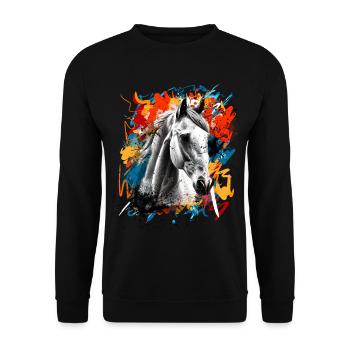 Horse - Unisex Sweatshirt - black - Front - Alina (178cm) & Michal (187cm)