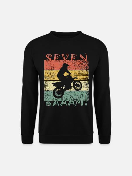 7. Geburtstag Motocross 7 Jahre Jungen Mädchen - Unisex Pullover - Schwarz