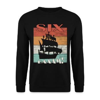 Pirate son birthday 6 years - Unisex Sweatshirt - black - Front - Alina (178cm) & Michal (187cm)