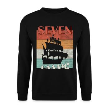 Birthday Shirt 7 Years Young Pirate Pirates - Unisex Sweatshirt - black - Front - Alina (178cm) & Michal (187cm)