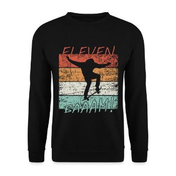 Kinder Geburtstag 11 Jahre - Skater - Unisex Pullover - Schwarz - Vorne - Alina (178cm) & Michal (187cm)