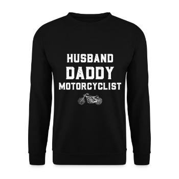 Vater Biker Bike Papa Papa Vatertag Ehemann - Unisex Pullover - Schwarz - Vorne - Alina (178cm) & Michal (187cm)