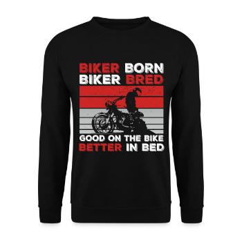 Motorrad Biker Ehemann Papa - Unisex Pullover - Schwarz - Vorne - Alina (178cm) & Michal (187cm)