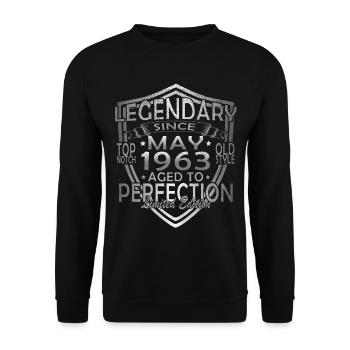 Mai 1963 Jubiläum 1963 Legenden Mai - Unisex Pullover - Schwarz - Vorne - Alina (178cm) & Michal (187cm)
