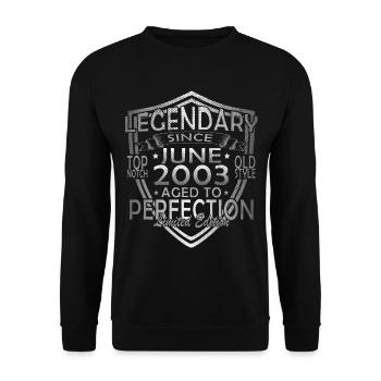 20. Geburtstag Jahrgang Juni 2003 Original 2003 - Unisex Pullover - Schwarz - Vorne - Alina (178cm) & Michal (187cm)