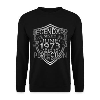 Retro 50 Years June 1973 Birthday Vintage Bday - Unisex Sweatshirt - black - Front - Alina (178cm) & Michal (187cm)