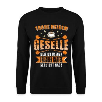 Lehrjahre Geselle Kaffee Dart - Unisex Pullover - Schwarz - Vorne - Alina (178cm) & Michal (187cm)