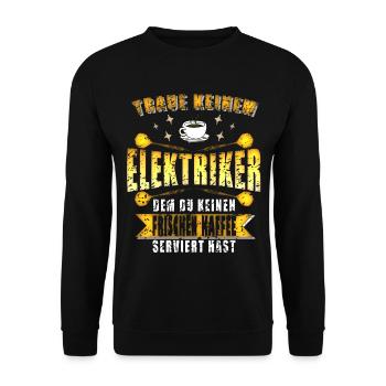 Elektriker Installateur Baustelle Kaffee Dart - Unisex Pullover - Schwarz - Vorne - Alina (178cm) & Michal (187cm)