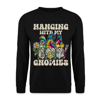 Hippie Gnomes Peace Tie Dye - Unisex Pullover - Schwarz - Vorne - Alina (178cm) & Michal (187cm)
