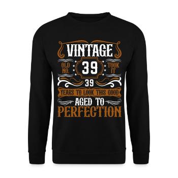 39e anniversaire Vintage Rétro - Sweat-shirt Unisexe - noir - Devant - Alina (178cm) & Michal (187cm)