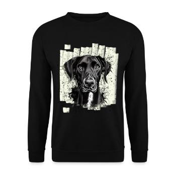 Schwarze Deutsche Dogge Hund - Unisex Pullover - Schwarz - Vorne - Alina (178cm) & Michal (187cm)