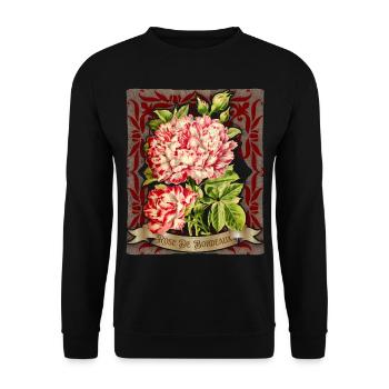 Rose antique botanical illustration Bordeaux rose - Unisex Sweatshirt - black - Front - Alina (178cm) & Michal (187cm)