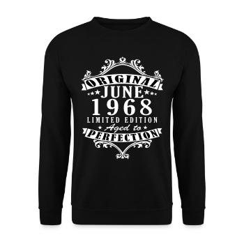 Juni 1968. Geburtstagsgeschenk Juni 1968. Juni. - Unisex Pullover - Schwarz - Vorne - Alina (178cm) & Michal (187cm)