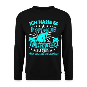 Fliesenleger Arbeit Kollege Fliesen Leger Geschenk - Unisex Pullover - Schwarz - Vorne - Alina (178cm) & Michal (187cm)
